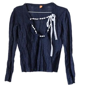 Boss Orange Wool Navy Blouse Sweater Size Small